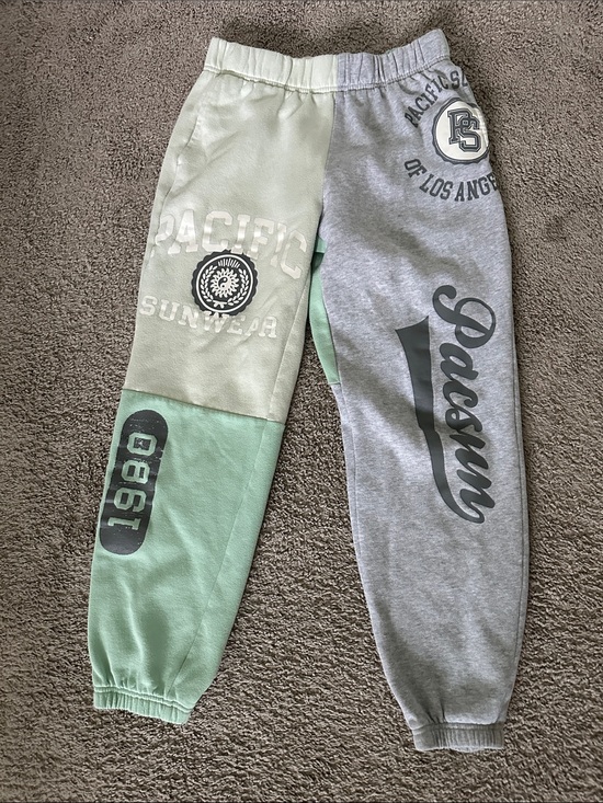 Pacific Sunwear Pants - Pac Sun Colorblock Joggers in Mint Green and Light Gray